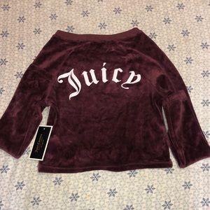 Juicy Couture velvet burgundy long sleeve crop top small women brand new